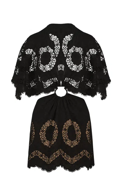 Johanna Ortiz Paradise Cutout Mini Dress In Black