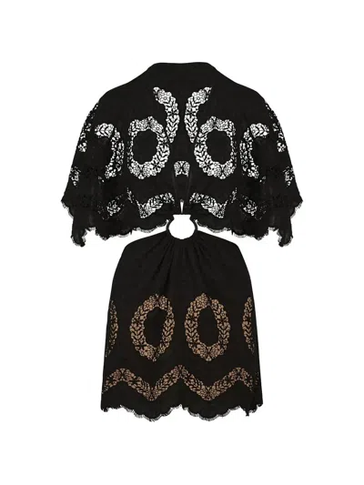 Johanna Ortiz Paradise Broderie Anglaise Cotton Mini Dress In Black