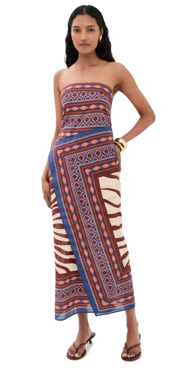 Johanna Ortiz Printed Wrap Dress In Brown