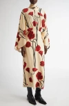 Johanna Ortiz Parajes Lejanos Long Sleeve Silk Midi Dress In Neutral