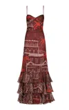 Johanna Ortiz Pasos Nocturnos Silk Maxi Dress In Red