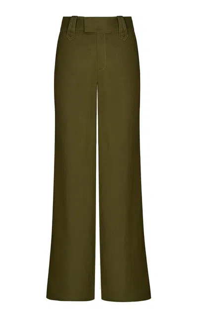 Johanna Ortiz Passage Poise Linen Wide-leg Pants In Olive