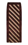 Johanna Ortiz Patchwork Leather Midi Skirt In Brown