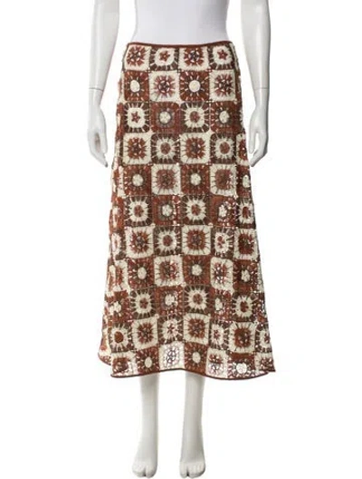 Pre-owned Johanna Ortiz Patterned Long Skirt In Brown