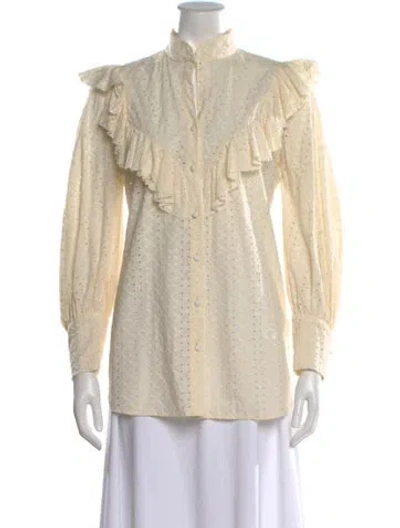 Pre-owned Johanna Ortiz Patterned Long Sleeve Blouse In Neutral