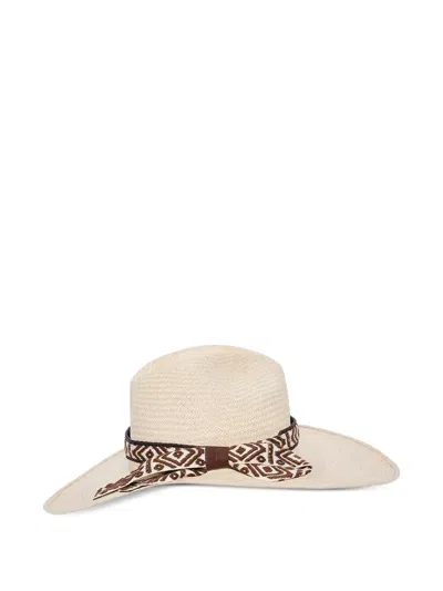Johanna Ortiz Patterned Ribbon Hat In Metallic