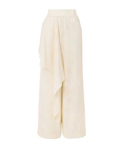 Johanna Ortiz Patterned Satin Straight-leg Pants In Neutral