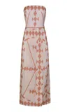 Johanna Ortiz Piedra Del Sol Linen Wrap Midi Dress In Multi
