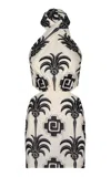 Johanna Ortiz Pintaderas Cotton-blend Halter Mini Dress In Black,white