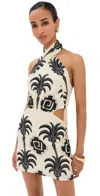 Johanna Ortiz Pintaderas Halter Neck Mini Dress In White