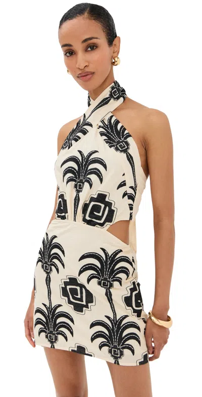 JOHANNA ORTIZ PINTADERAS MINI DRESS ECRU/BLACK
