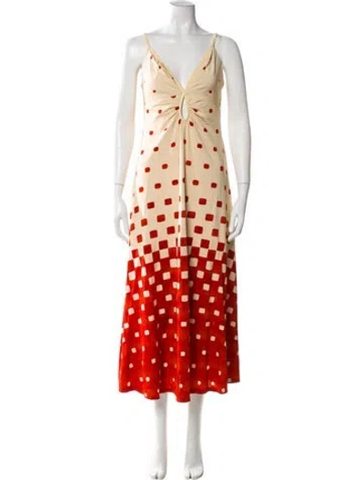 Pre-owned Johanna Ortiz Plaid Print Long Dress In Multi