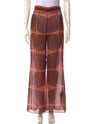 Pre-owned Johanna Ortiz Plaid Print Wide Leg Pants In Brown