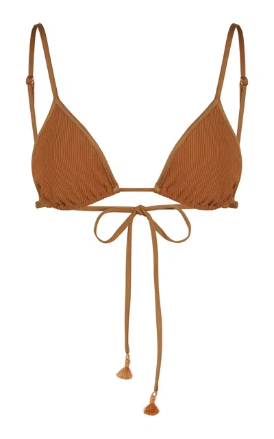 Johanna Ortiz Playa Del Rio V-neck Bikini Top In Brown