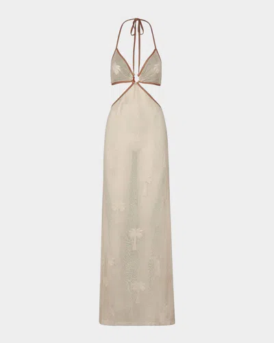Johanna Ortiz Playa Grande Ebb And Flow Cotton Maxi Dress In Neutral