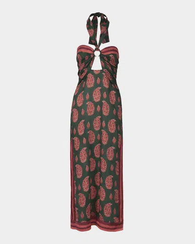Johanna Ortiz Playa Grande Linen A-line Maxi Dress In Green Rose