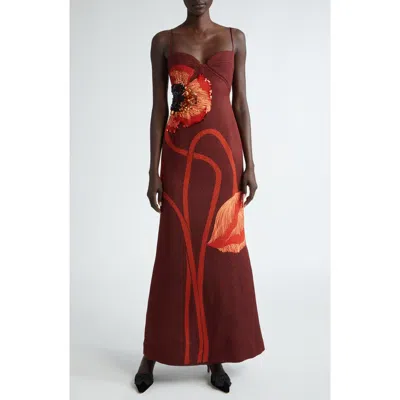 Johanna Ortiz Plentiful Qualities Embellished Wool-silk Maxi Dress In Purple