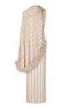 Johanna Ortiz Poder Tejido Sequined Cape Maxi Dress In Ivory