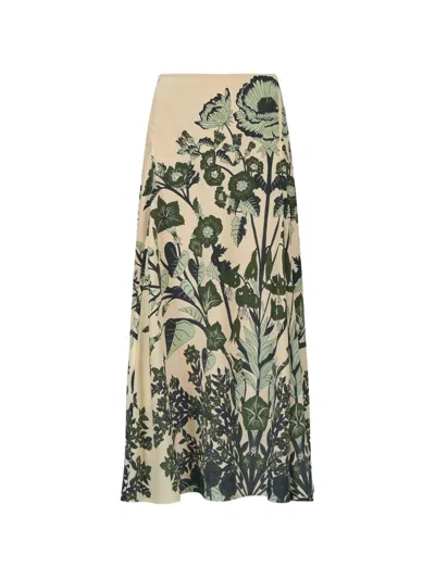 Johanna Ortiz Poems Of The Sea Floral-print Midi Skirt In Neutral