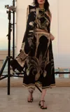 Johanna Ortiz Poems Of The Sea Printed Silk Midi Skirt In Black
