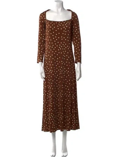 Pre-owned Johanna Ortiz Polka Dot Print Long Dress In Brown