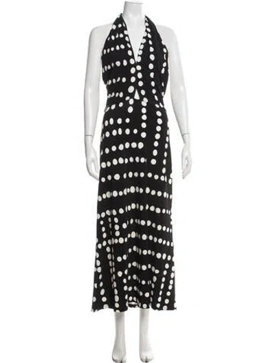 Pre-owned Johanna Ortiz Polka Dot Print Long Dress W/ Tags In Black