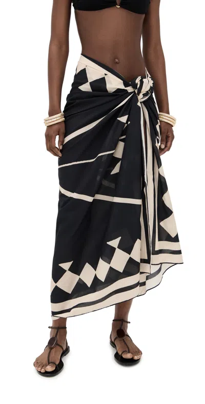 Johanna Ortiz Printed Cotton Beach Cover-up In Black