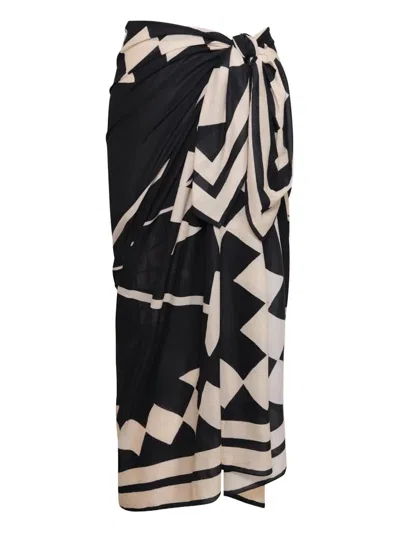 Johanna Ortiz Polo Rhombs Pareo Skirt In Black