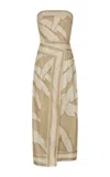 Johanna Ortiz Pontoon Afternoon Printed Cotton Midi Dress In Nude