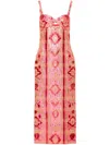 Johanna Ortiz Powerful Stitches Embroidered Strapless Dress In Pink