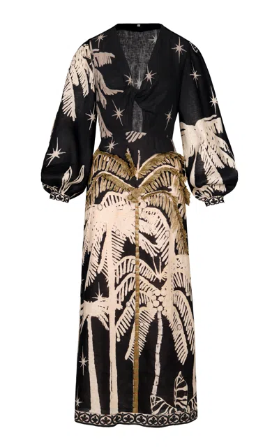 Johanna Ortiz Pradera Geométrica Linen Maxi Dress