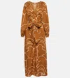 JOHANNA ORTIZ PRINTED BALLOON-SLEEVE COTTON MAXI DRESS