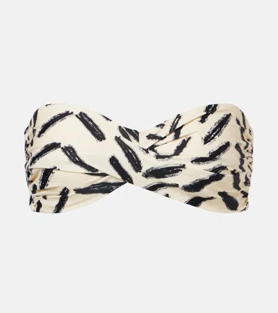 Johanna Ortiz Printed Bandeau Bikini Top In White