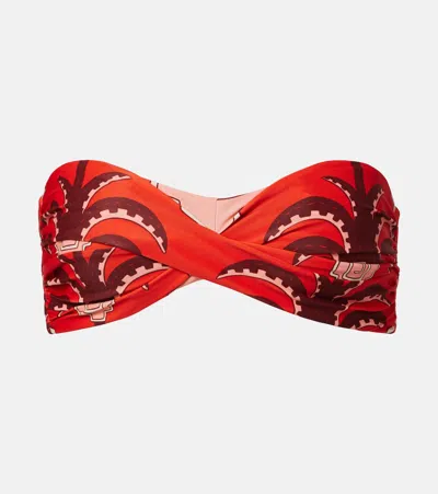 Johanna Ortiz Printed Bikini Top In Red