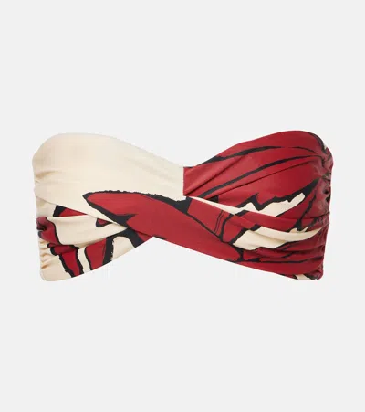 Johanna Ortiz Printed Bikini Top In Ecrured