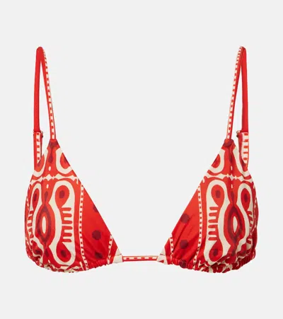 Johanna Ortiz Printed Bikini Top In Red