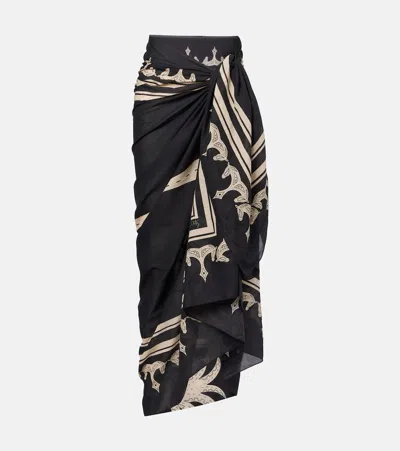 Johanna Ortiz Printed Cotton Beach Cover-up In Black