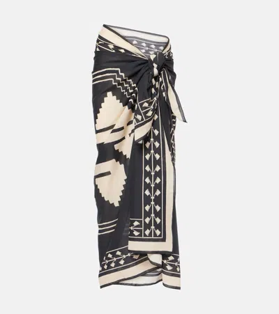 Johanna Ortiz Printed Cotton Beach Cover-up In Black