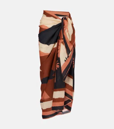 Johanna Ortiz Printed Cotton Beach Cover-up In Neutrals