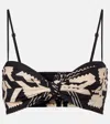 Johanna Ortiz Nudos Del Mar Cropped Printed Cotton-poplin Top In Black
