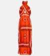 Johanna Ortiz Printed Cotton Maxi Dress In Cuzco Rube Cerise/wine/ecru
