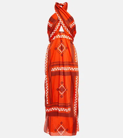 Johanna Ortiz Printed Cotton Maxi Dress In Andean Ecru Wine