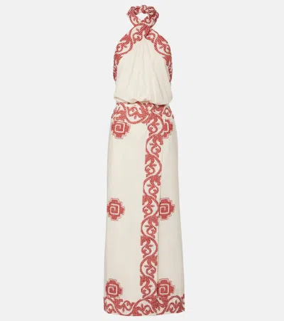 Johanna Ortiz Printed Cotton Midi Dress In Neutral