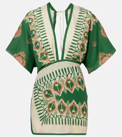 Johanna Ortiz Inundada De Color Printed Cotton-voile Mini Dress In Animal Print