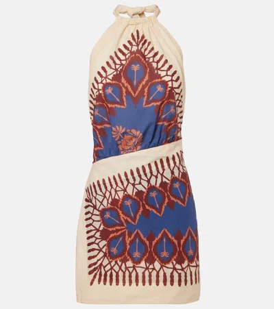 Johanna Ortiz Open-back Printed Cotton-voile Mini Dress In Multi