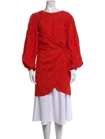 Pre-owned Johanna Ortiz Printed Crew Neck Blouse In Red