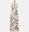 Johanna Ortiz Printed Cutout Halterneck Cotton Maxi Dress In Beige