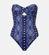 Johanna Ortiz Printed Cutout Swimsuit In Blue