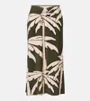 Johanna Ortiz Printed Gathered Terry Maxi Skirt In Green