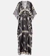 Johanna Ortiz Secret Garden Georgette Caftan Dress In Black